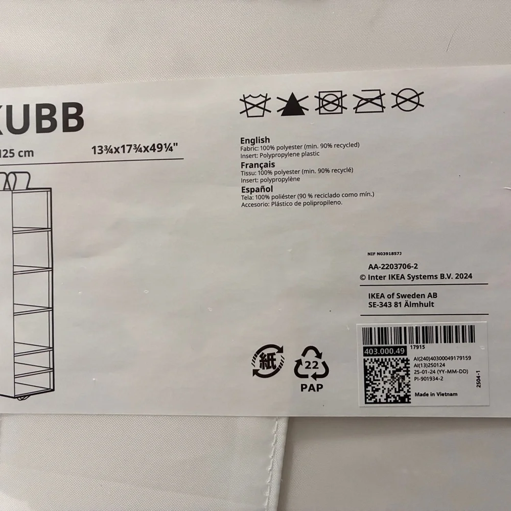 IKEA-SKUBB-White Hanging Closet Organizer